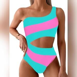 NWOT Leoparts One Piece Cutout Color Block Swimsuit, Small (4-6)